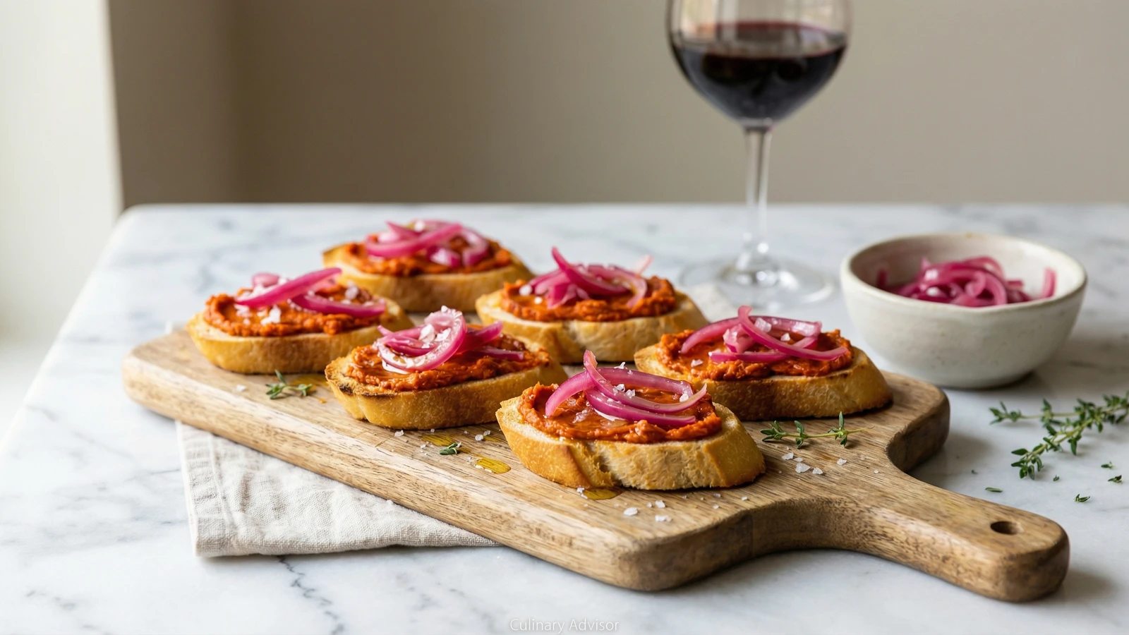 Nduja Crostini with Pickled Onions