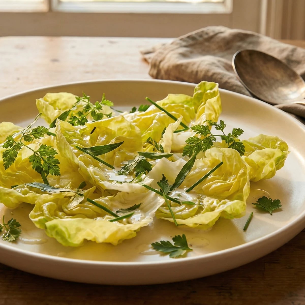 Butter Lettuce with Herbs and Crème Fraîche