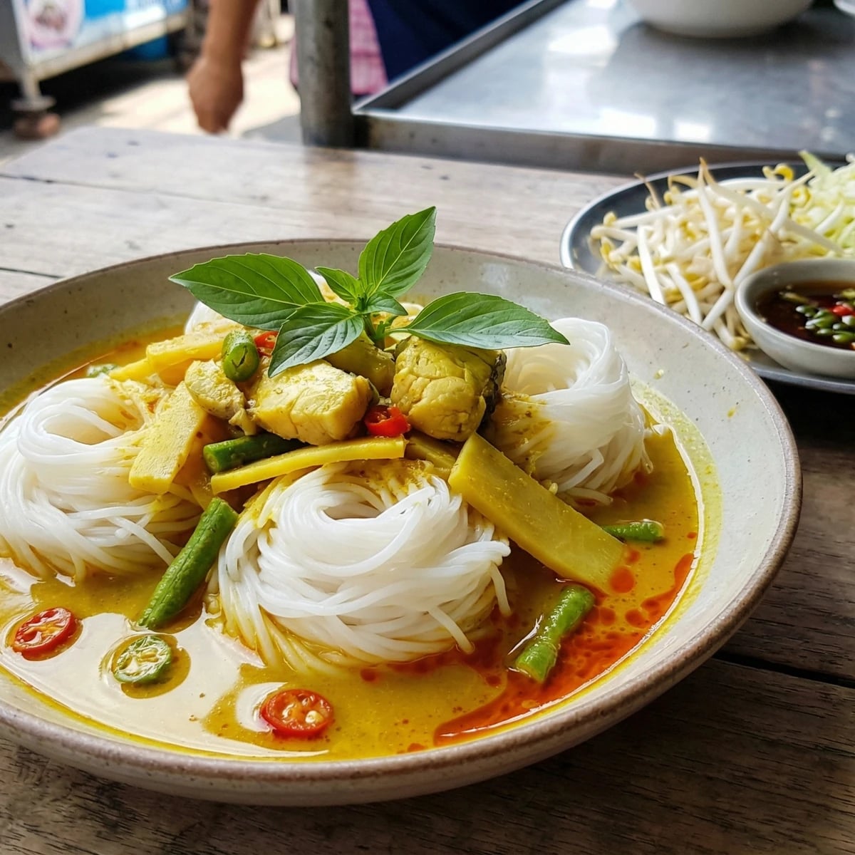 Rice Noodles with Yellow Curry (Khanom Jeen Gaeng Luang)