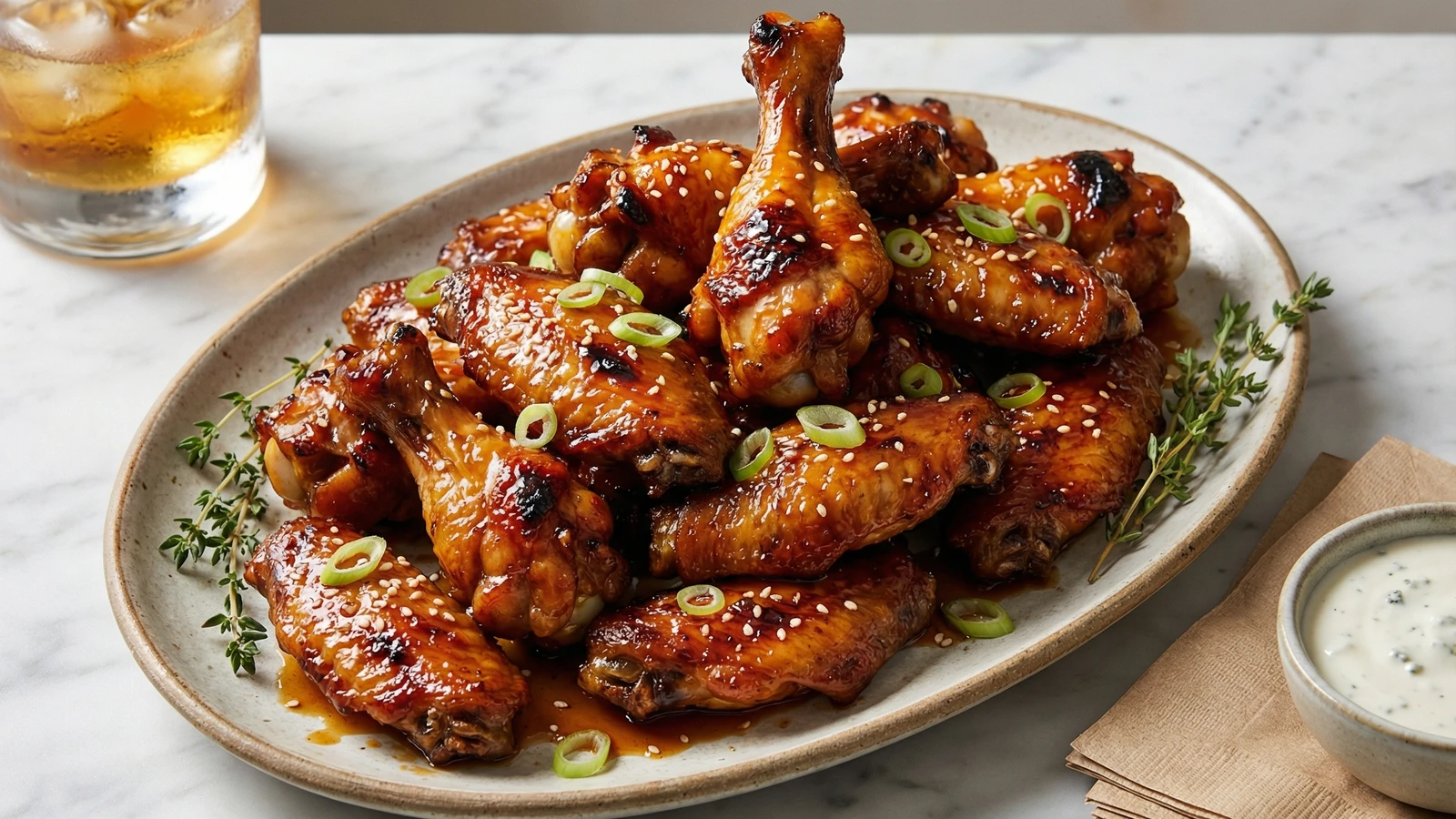 Honey Bourbon Glazed Chicken Wings