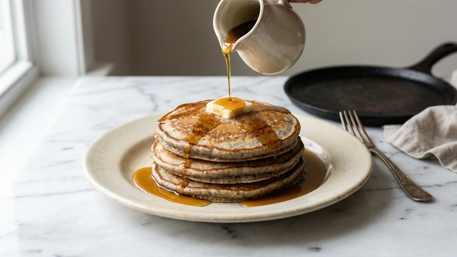 Buckwheat Pancakes with Maple Syrup