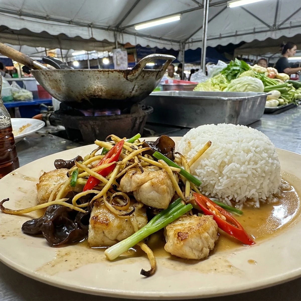 Fish with Ginger Stir-Fry (Pla Pad Khing)