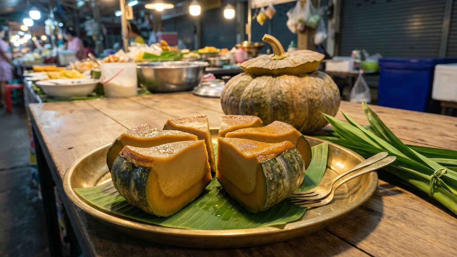 Steamed Pumpkin Custard (Sangkhaya Fak Thong)