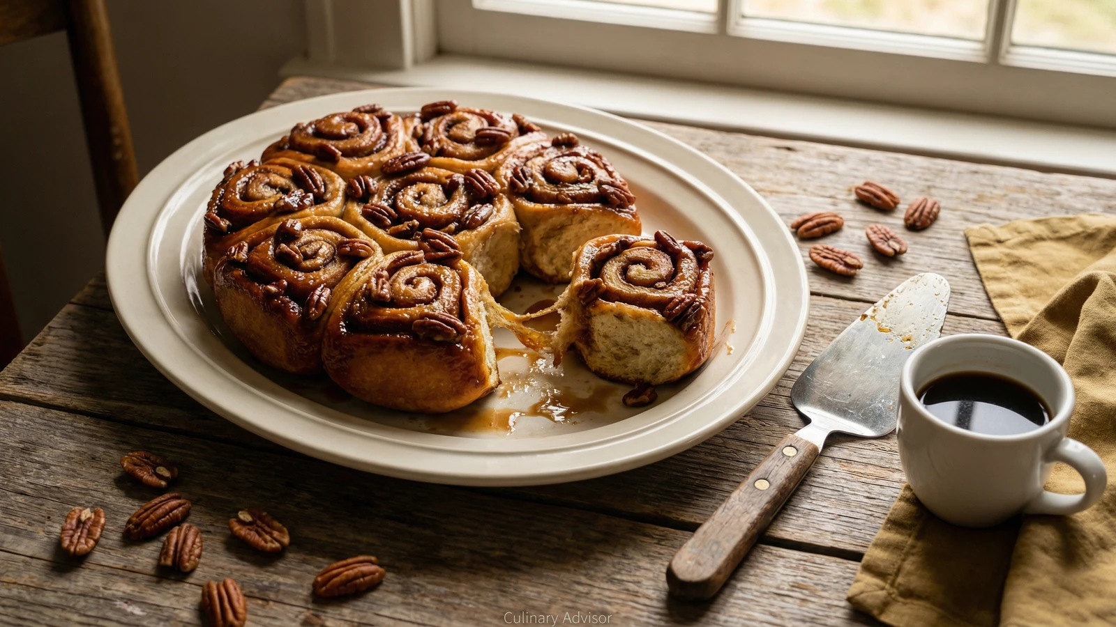 Pecan Sticky Buns with Cane Syrup