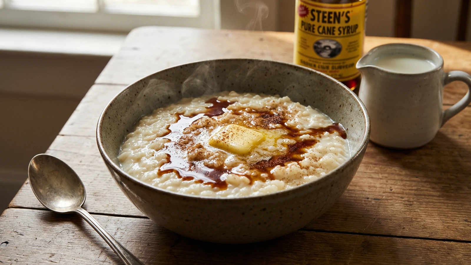 Sweet Rice Porridge with Cane Syrup