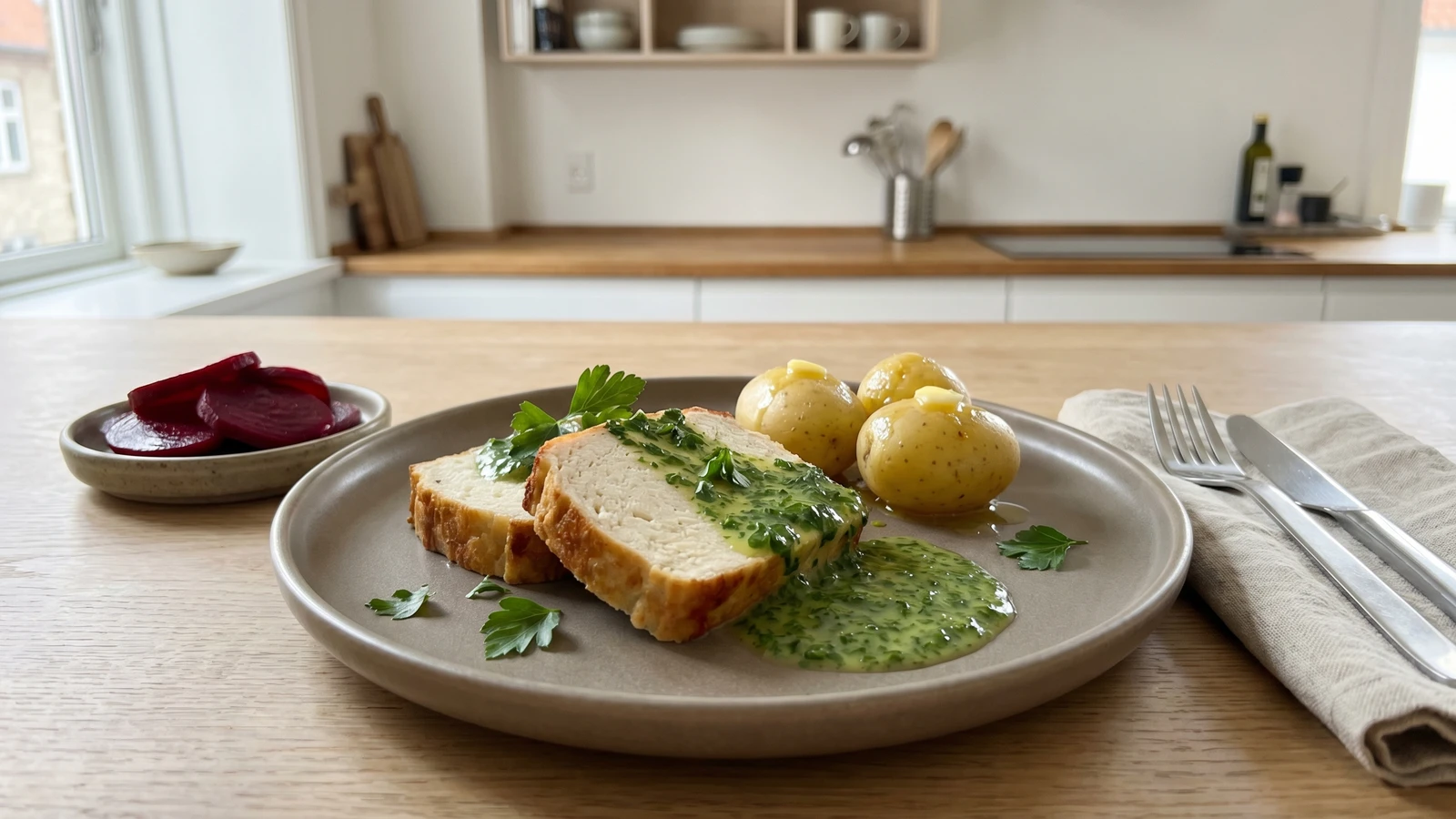 Fiskefarsbrod med Persillesovs