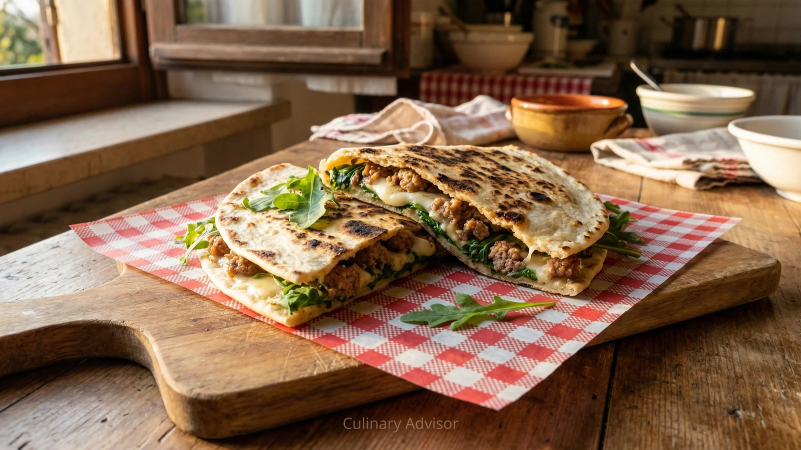 Piadina with Sausage and Stracchino