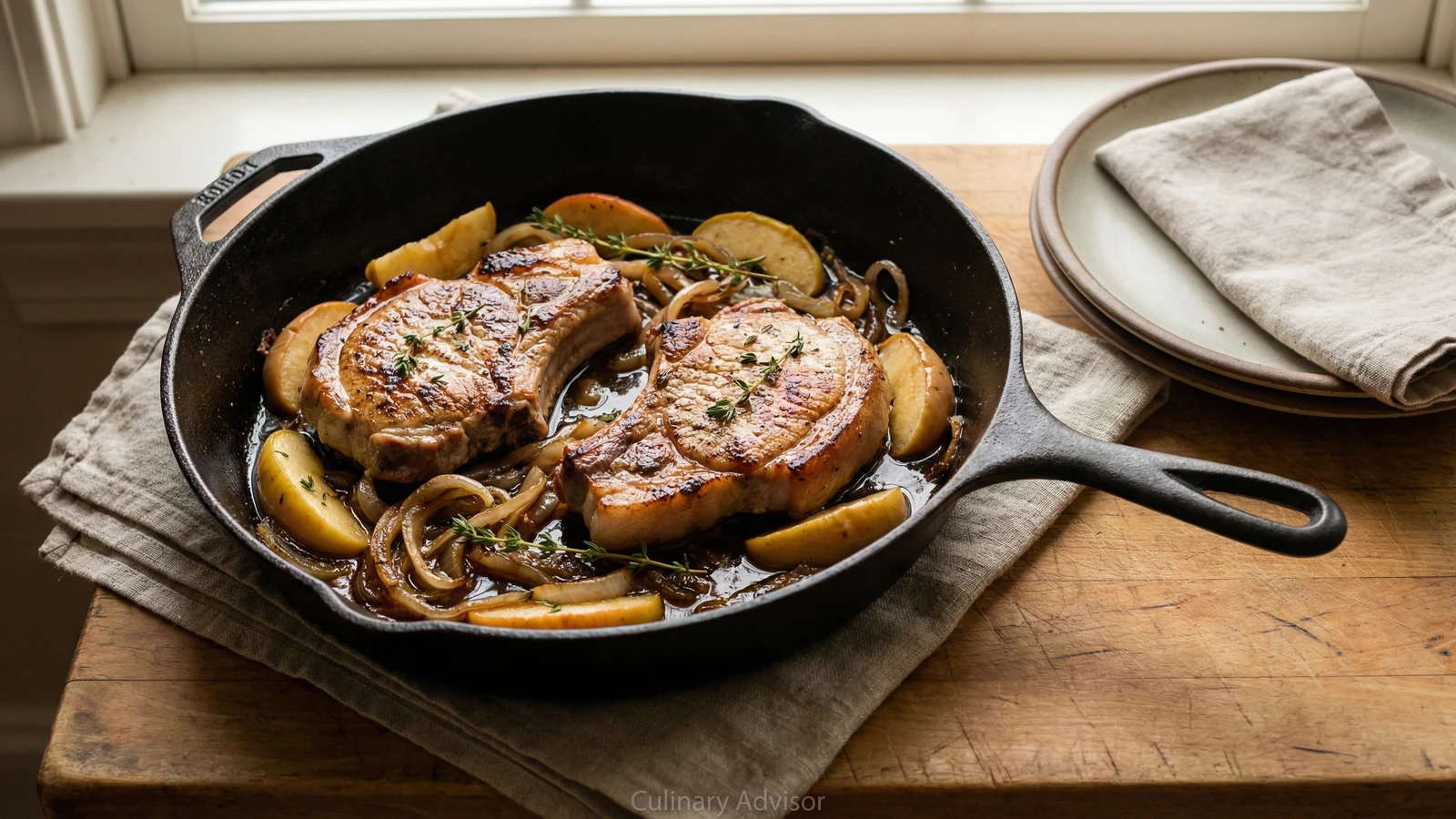 Pork Chops with Apples and Onions