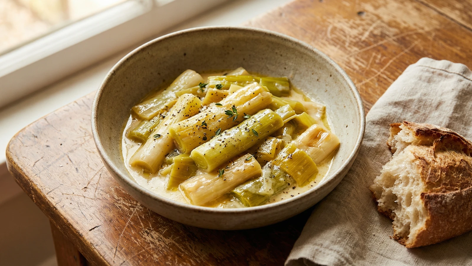 Braised Leeks in Butter and Cream