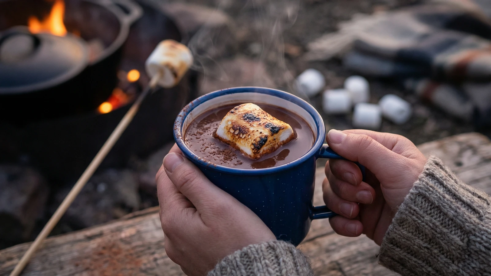 Campfire Hot Chocolate with Toasted Marshmallow