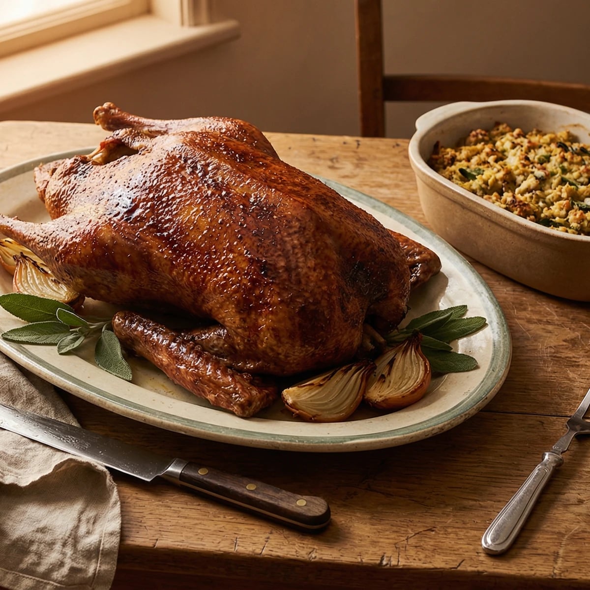 Roast Goose with Sage and Onion Stuffing