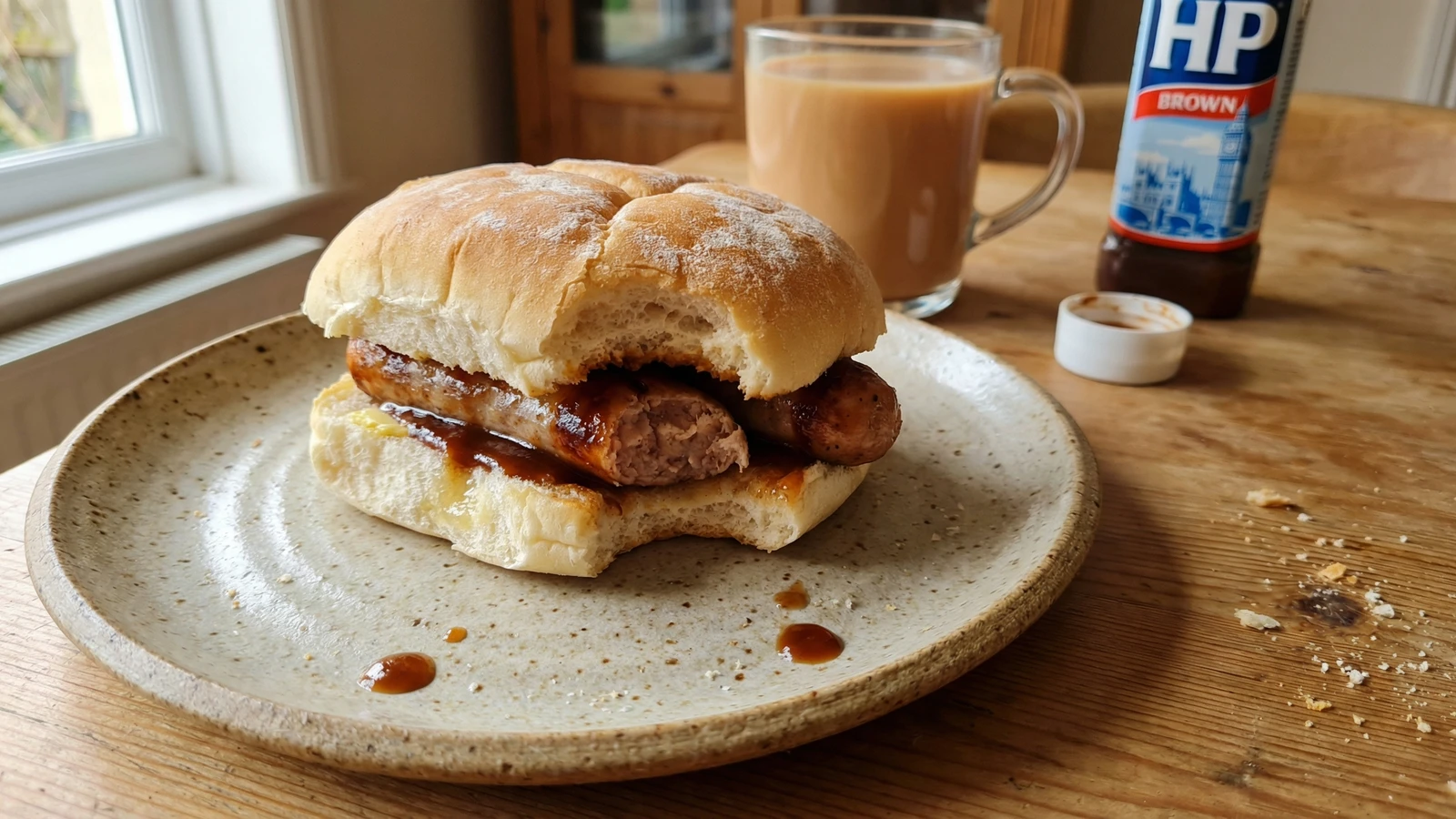 Sausage Sandwich with Brown Sauce