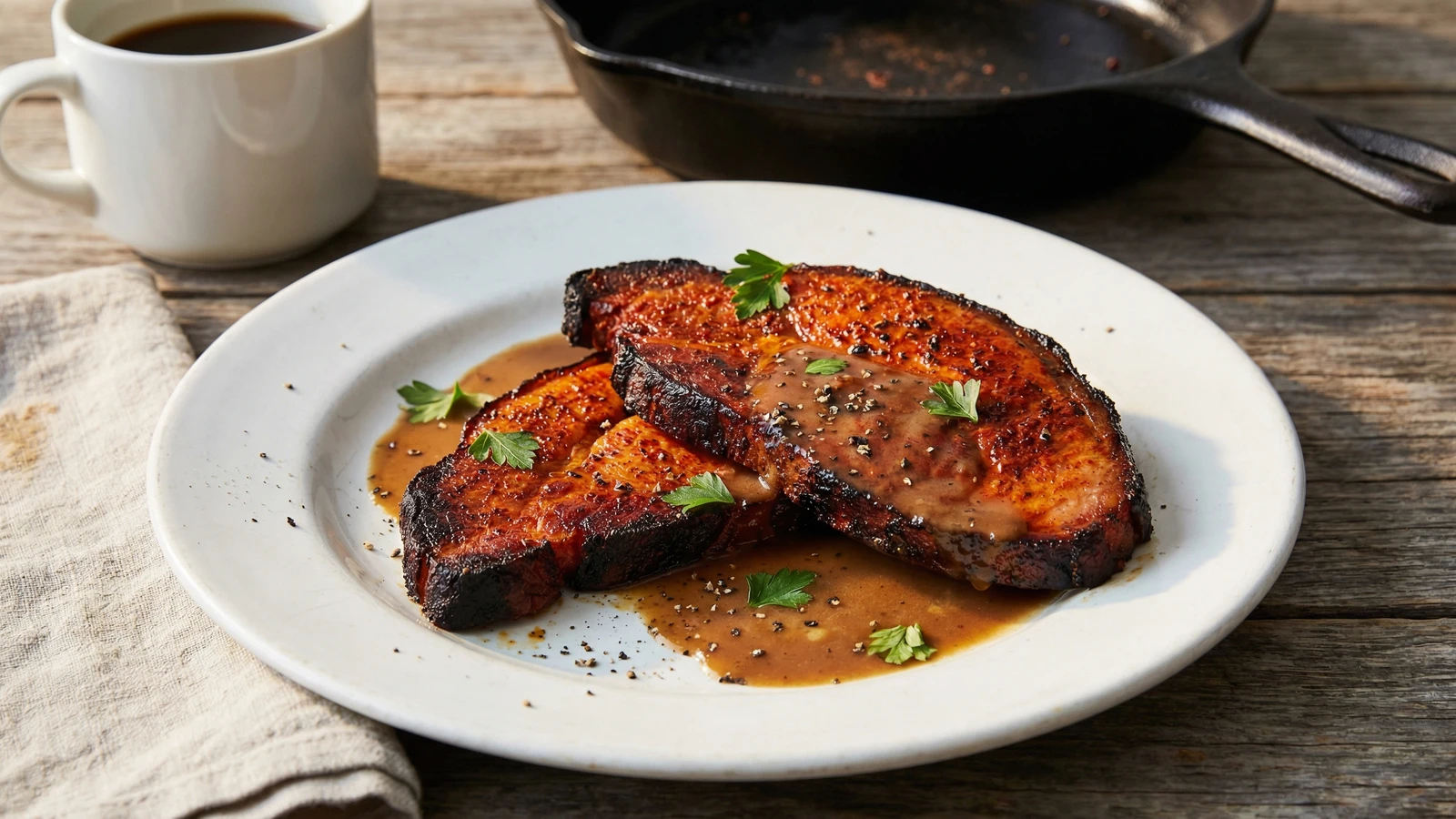 Tasso Ham Steaks with Red-Eye Gravy