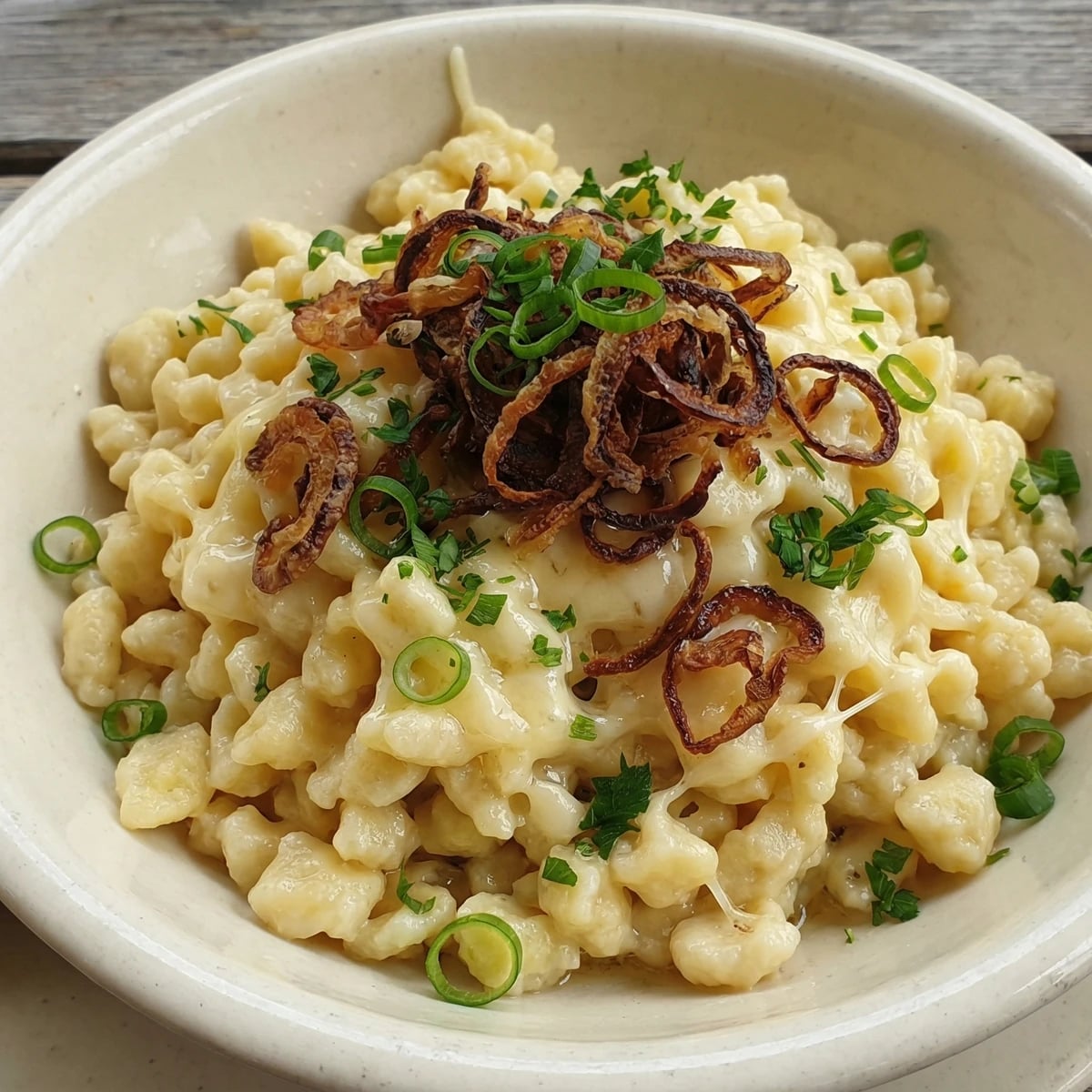 Vorarlberger Käsknöpfle-Salat (Cheese Spaetzle Salad)