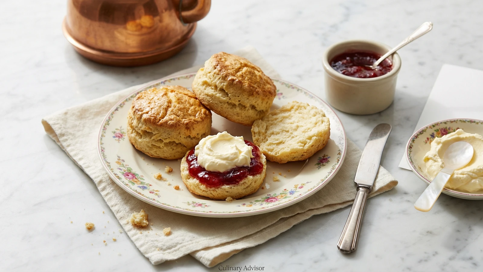 Cream Scones with Strawberry Jam