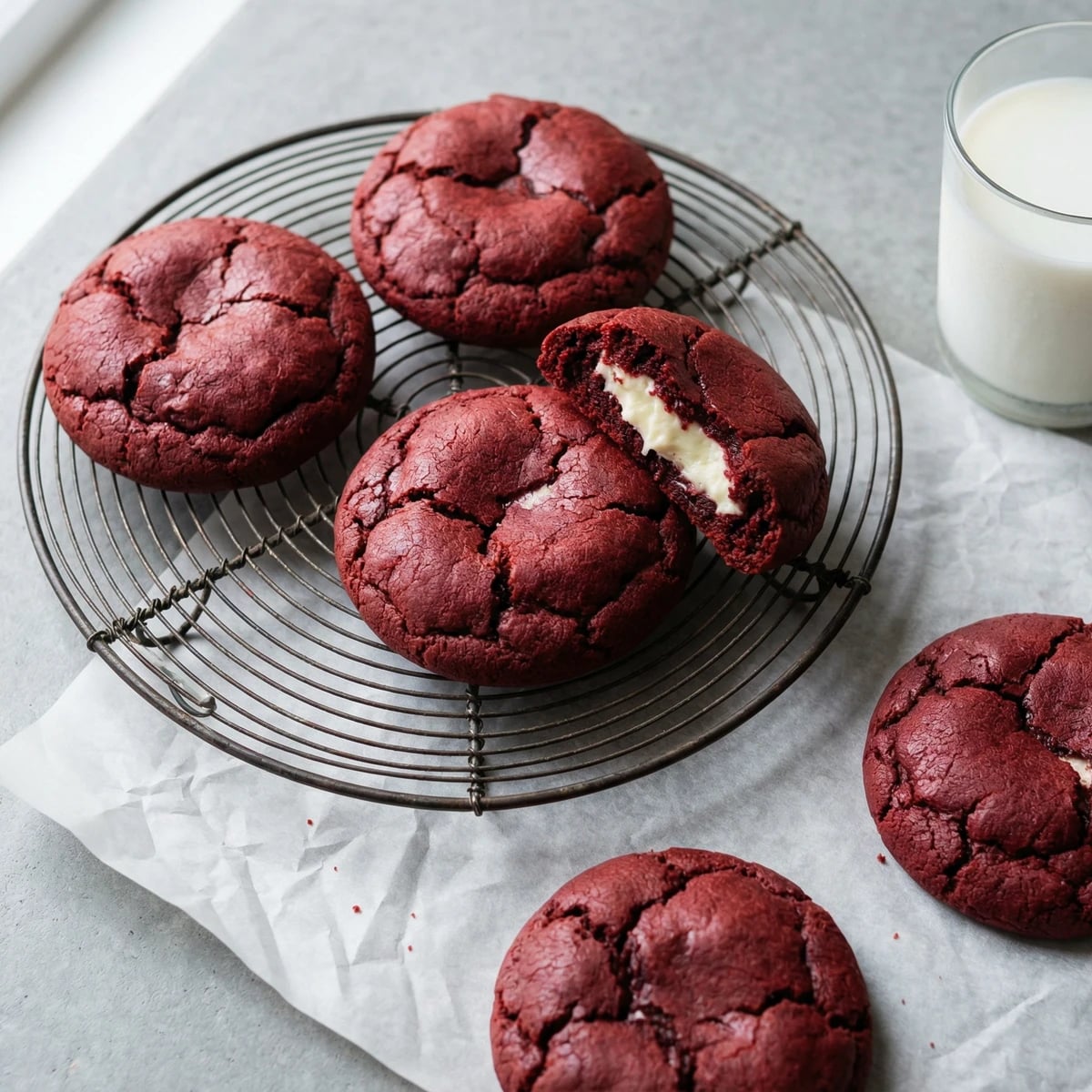 Red Velvet Cookies with Cream Cheese Centers