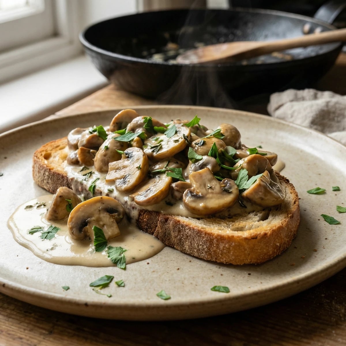 Creamed Mushrooms on Toast