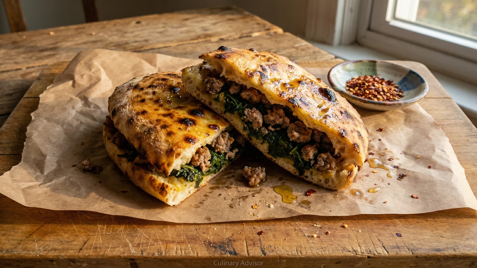 Panuozzo with Sausage and Friarielli