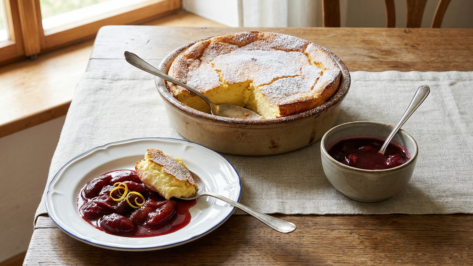 Topfenauflauf mit Zwetschkenröster
