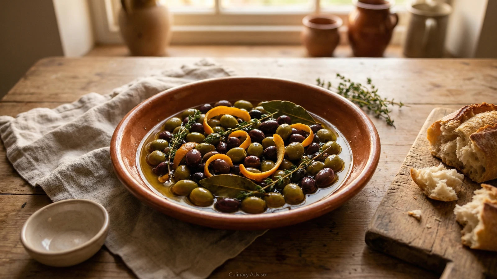 Warm Marinated Olives with Orange and Herbs