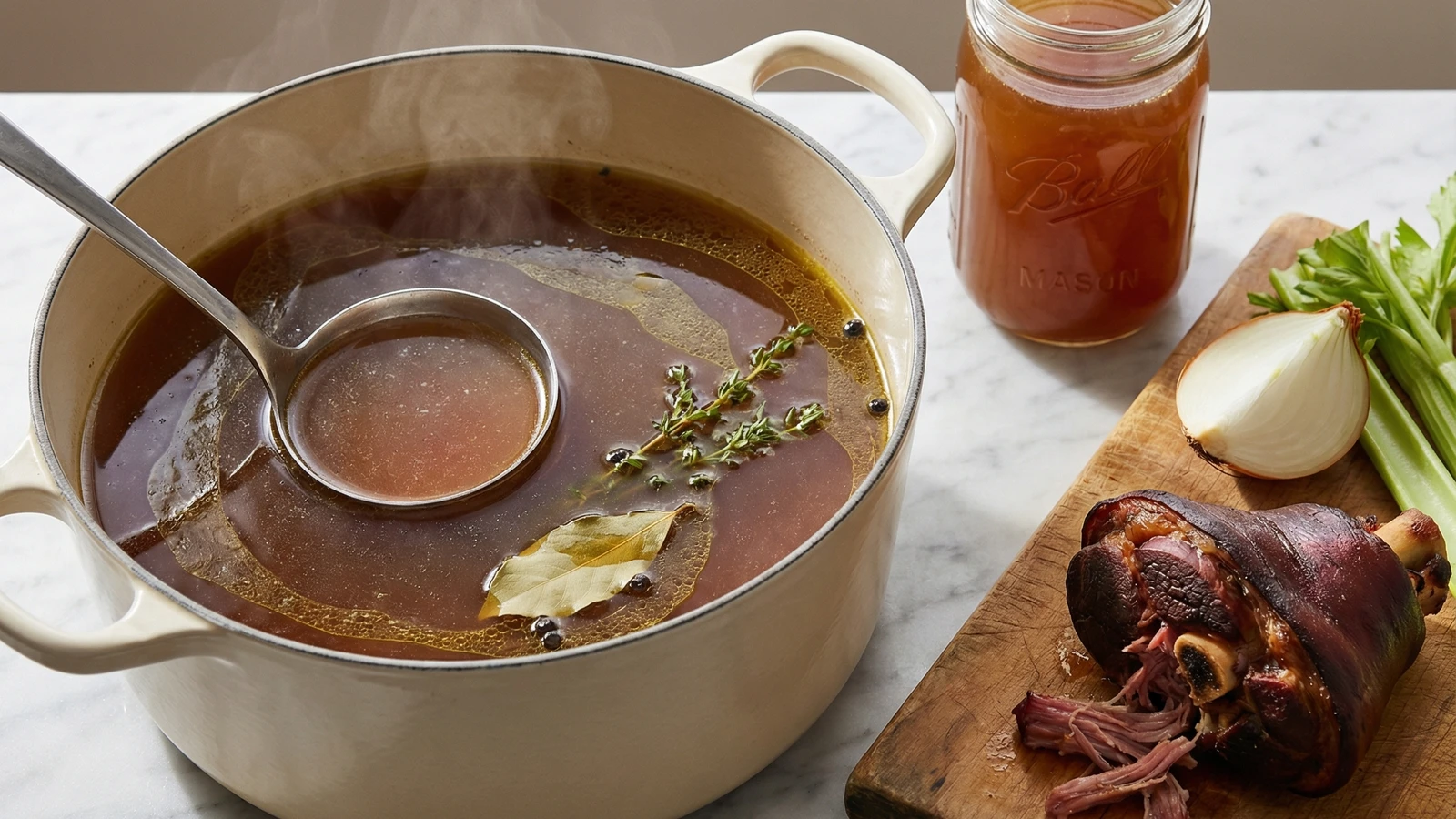 Slow-Simmered Smoked Ham Hock Stock