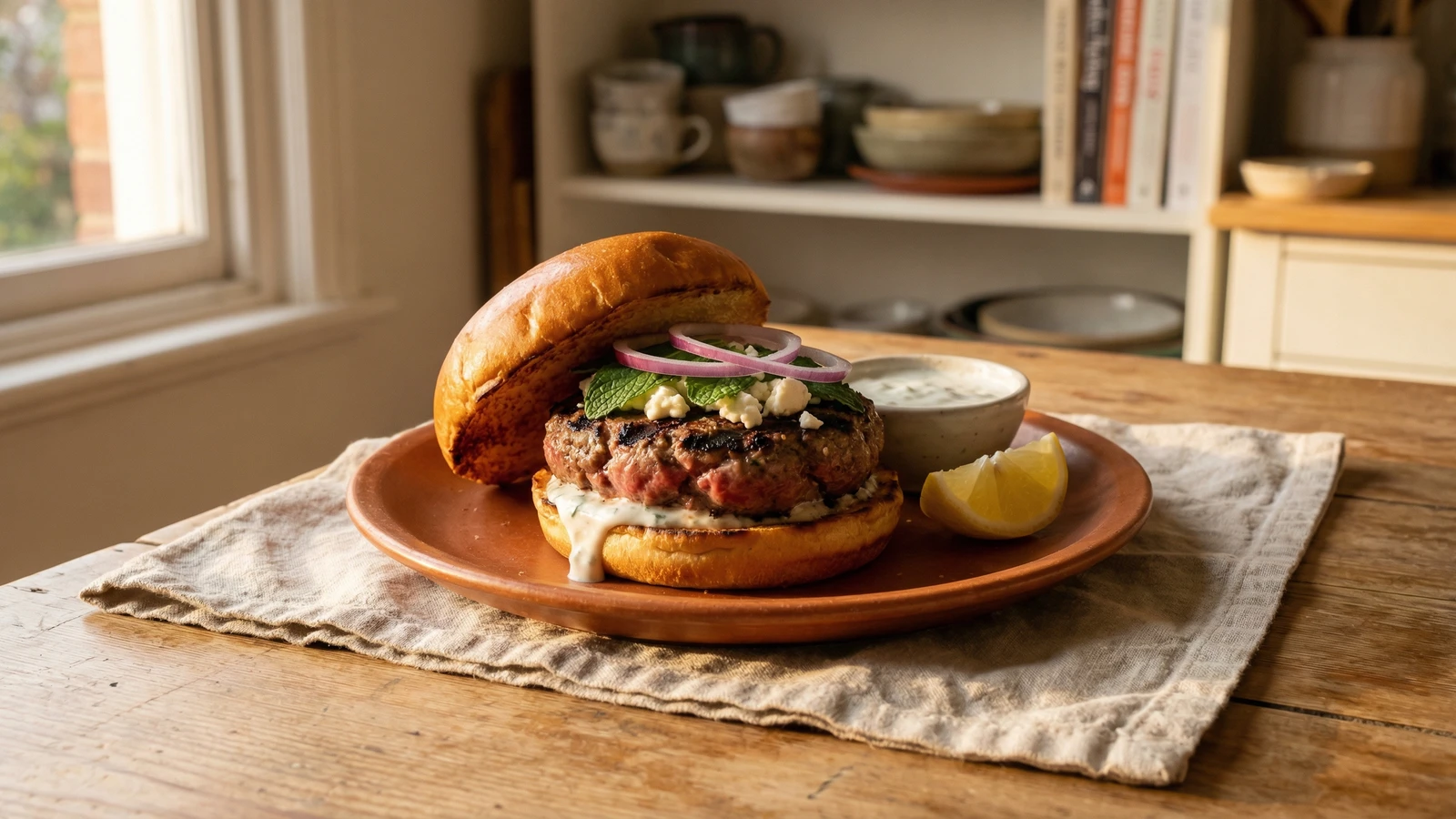 Lamb Burger with Feta and Mint