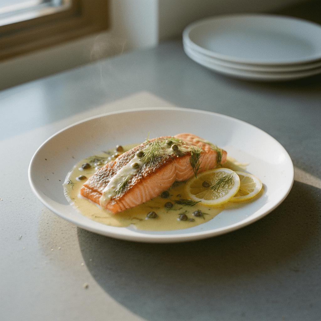 Classic Pan-Seared Salmon with Lemon-Butter Sauce